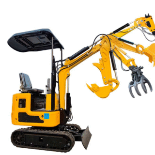 Mini Excavadora TYMBIA 1000kg con motor diésel KOOP de 1 cilindro y profundidad de excavacion 1600mm. Incluye cazo de 20mm, de 40mm y de 80mm