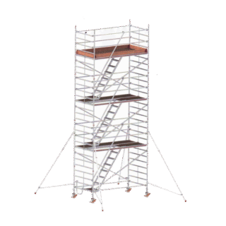 Torre de Andamios Móvil – Altura 12,40ml con escalera interior con estabilizadores con Escalera – 2,95×1,50ml